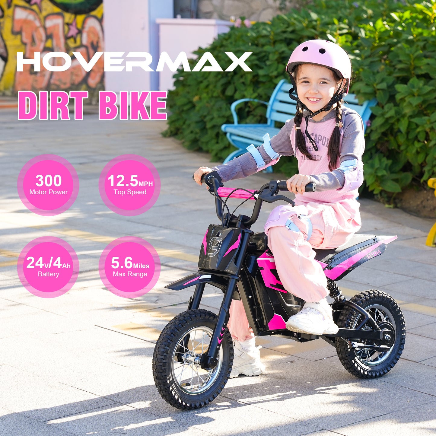 HOVERMAX H12M Vélo tout-terrain électrique pour enfants et adolescents, 300 W, vitesse maximale : 12, 5 mph, pneus à air de 12 pouces