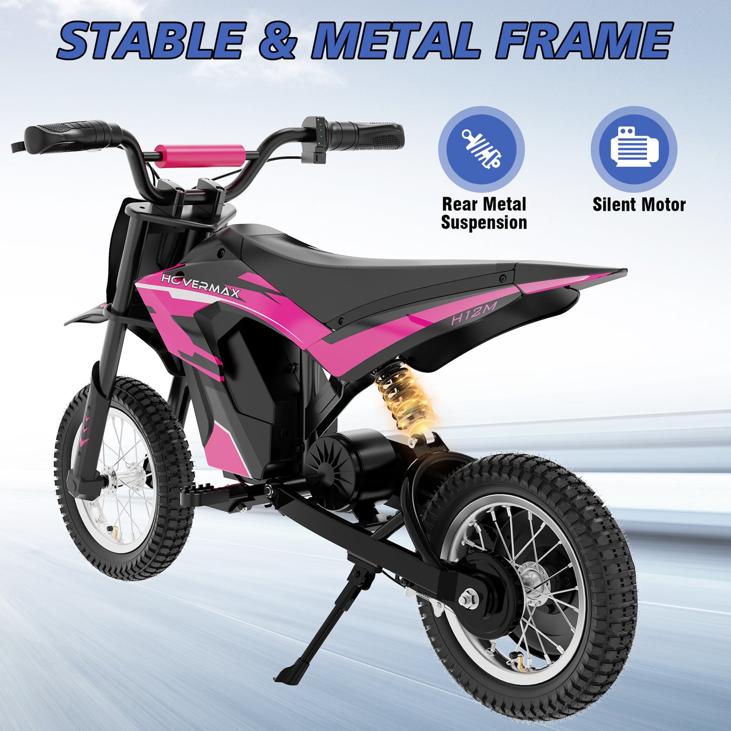 HOVERMAX H12M Vélo tout-terrain électrique pour enfants et adolescents, 300 W, vitesse maximale : 12, 5 mph, pneus à air de 12 pouces