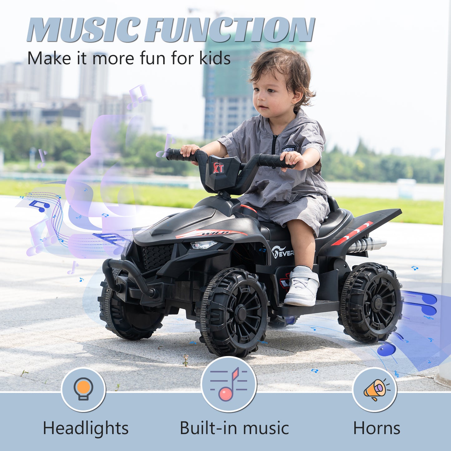 EVERCORSS Kids Ride on ATV, 12V 4 Wheeler Quad Toy Vehicle for Kids Age 3+