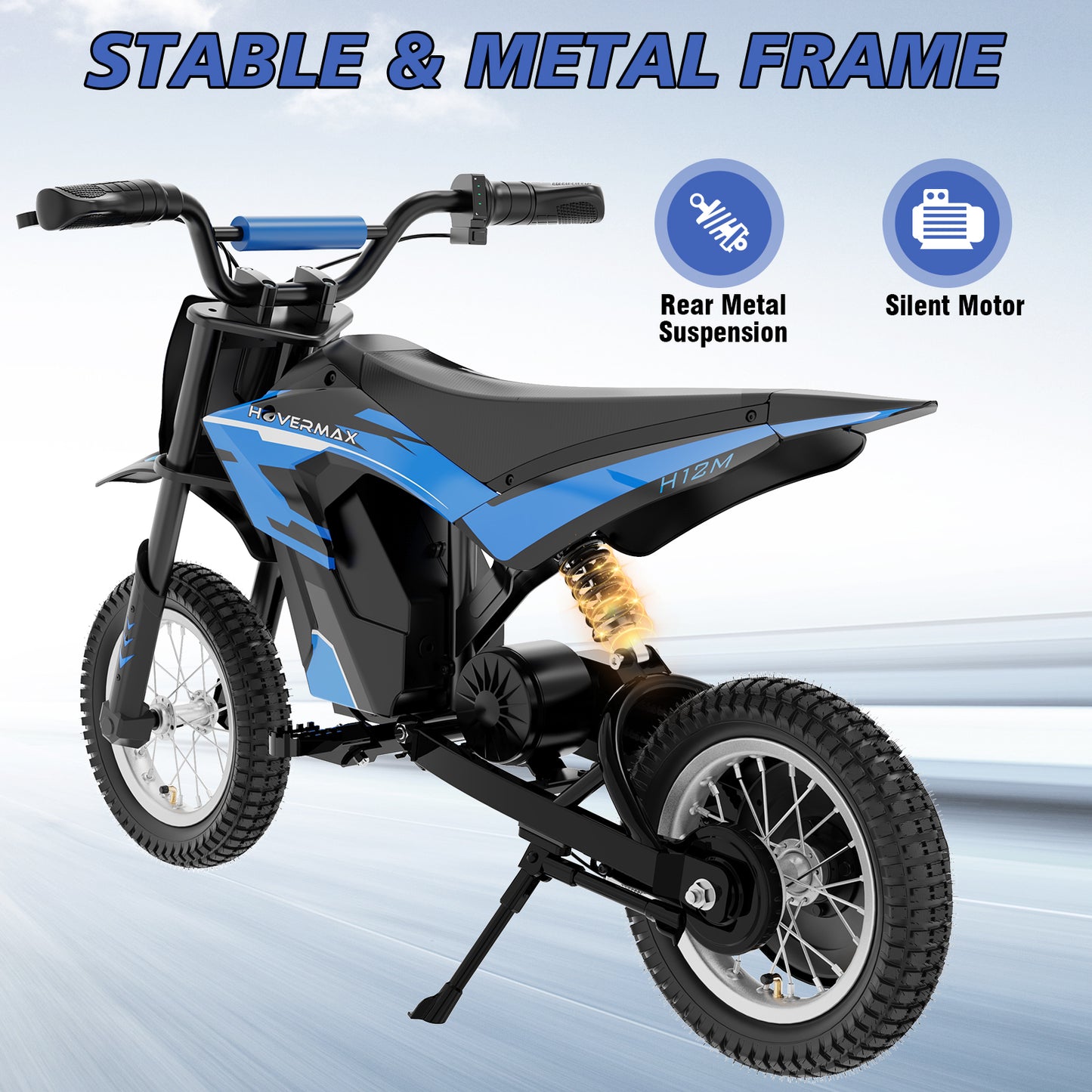 HOVERMAX H12M Vélo tout-terrain électrique pour enfants et adolescents, 300 W, vitesse maximale : 12, 5 mph, pneus à air de 12 pouces