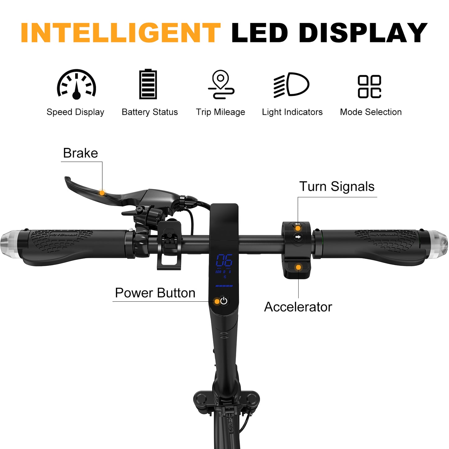 Trottinette électrique HOVERMAX H10K PRO 500 W, 30 km/h, autonomie de 35 km, pneus pleins de 25 cm, pliable pour adultes
