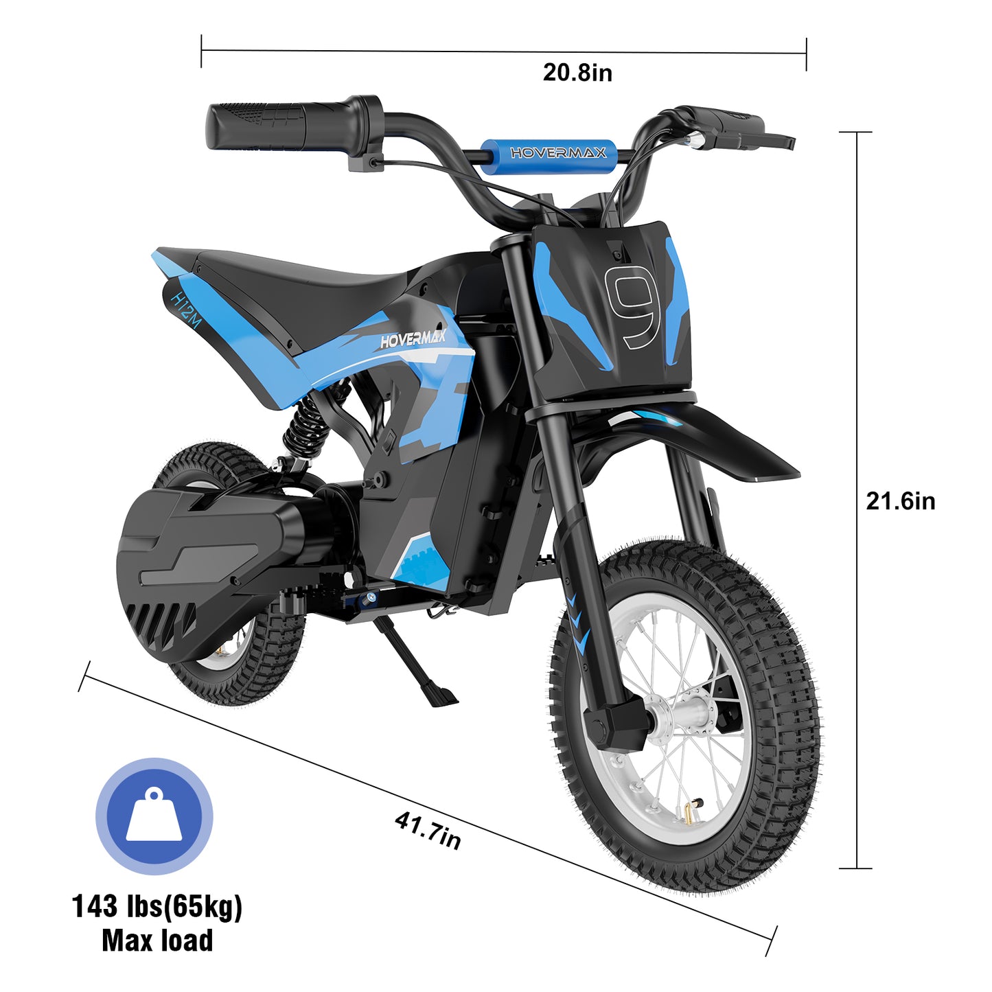 HOVERMAX H12M Vélo tout-terrain électrique pour enfants et adolescents, 300 W, vitesse maximale : 12, 5 mph, pneus à air de 12 pouces