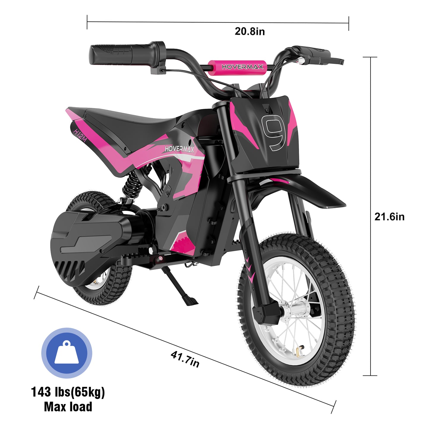 HOVERMAX H12M Vélo tout-terrain électrique pour enfants et adolescents, 300 W, vitesse maximale : 12, 5 mph, pneus à air de 12 pouces