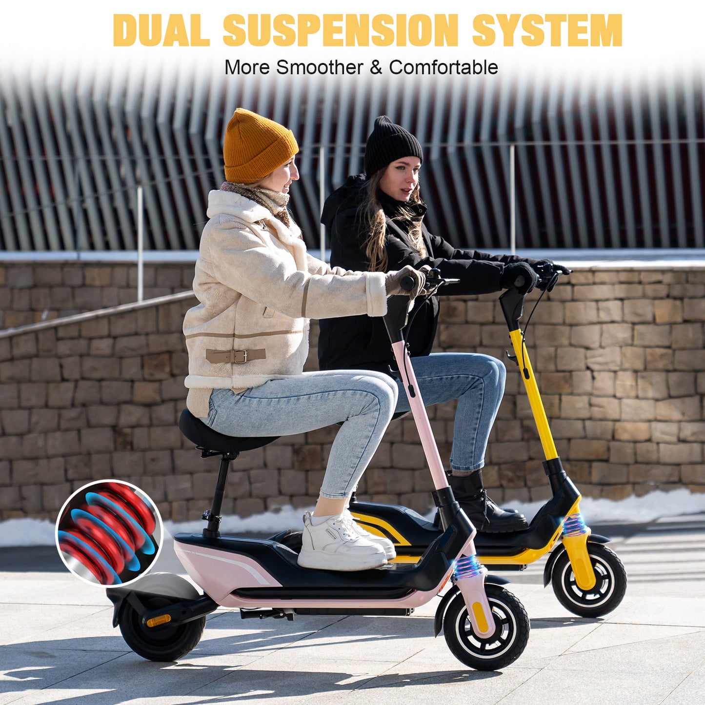 HOVERMAX H10G 500W Scooter électrique avec siège, 22 mi/h, 28 miles gamme, 10 "pneus, scooter de banlieue avec panier pour adultes