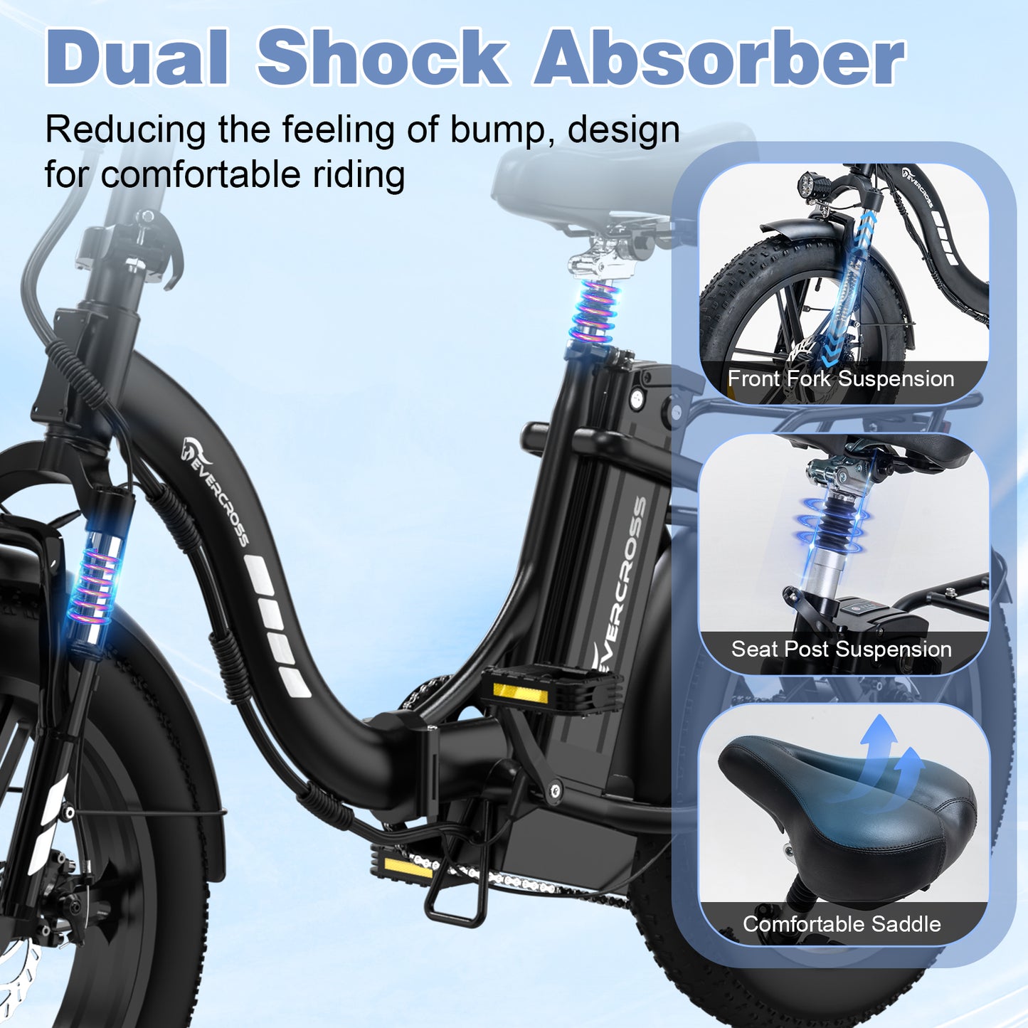 EVERCROSS EK6 Foldable Electric Mountain Bike – 20" Fat Tire