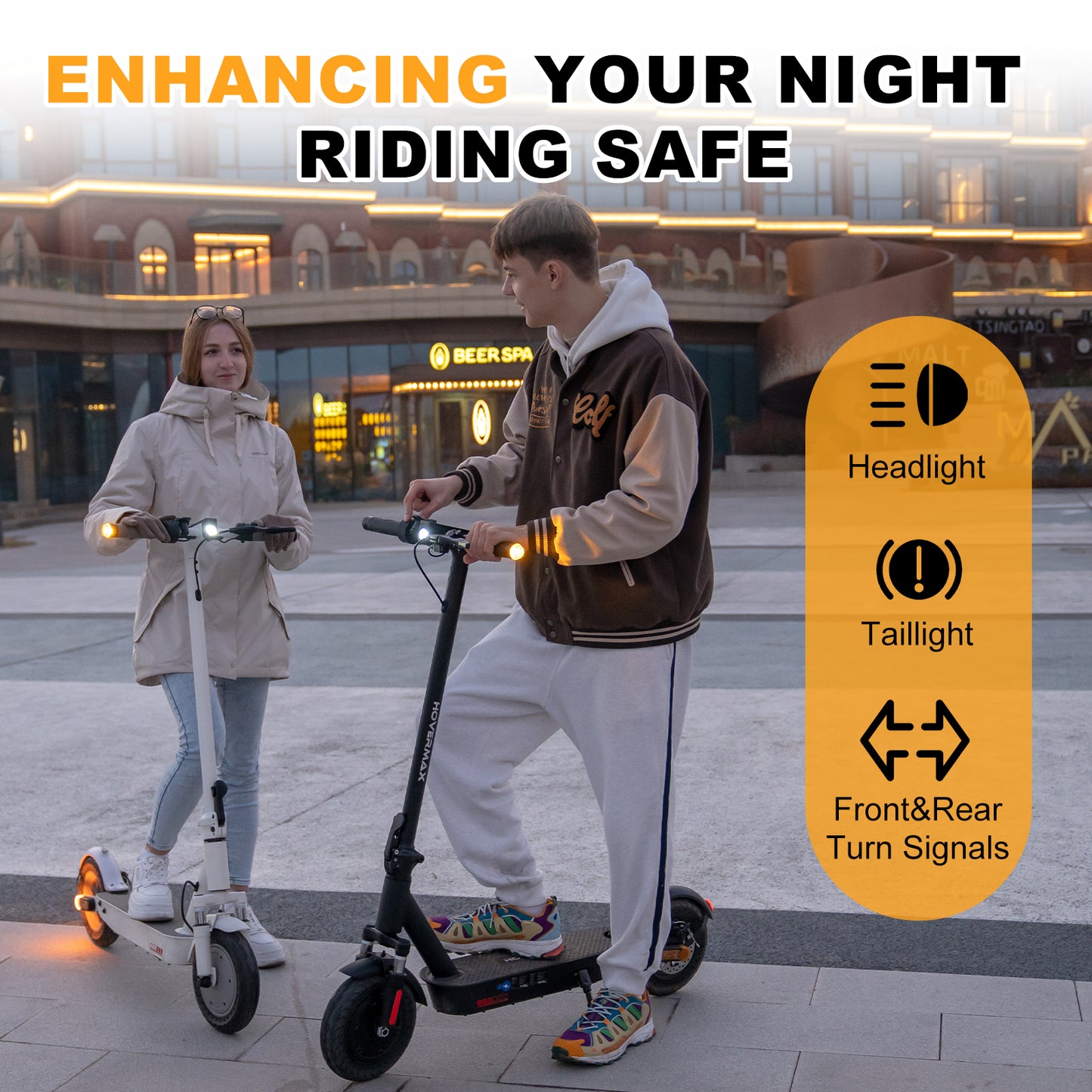 Trottinette électrique HOVERMAX H10K PRO 500 W, 30 km/h, autonomie de 35 km, pneus pleins de 25 cm, pliable pour adultes
