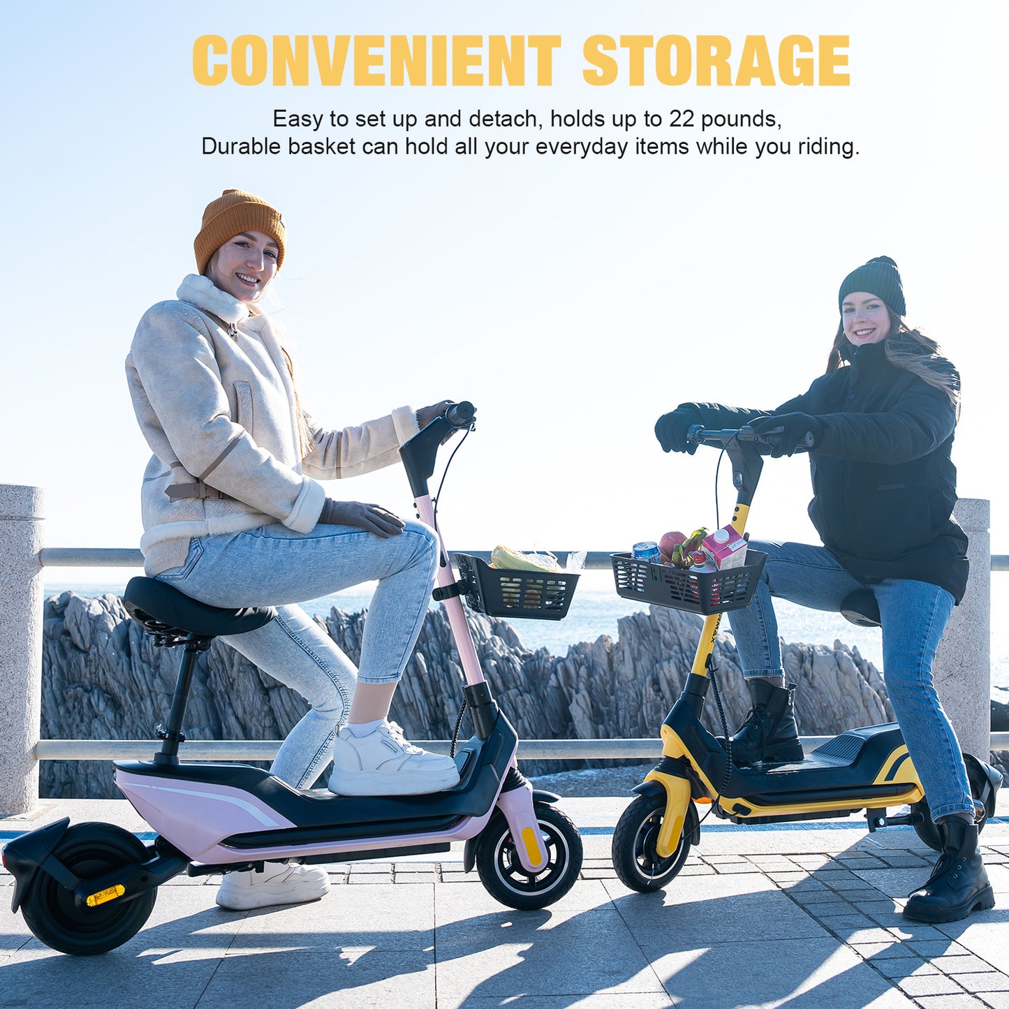 HOVERMAX H10G 500W Scooter électrique avec siège, 22 mi/h, 28 miles gamme, 10 "pneus, scooter de banlieue avec panier pour adultes