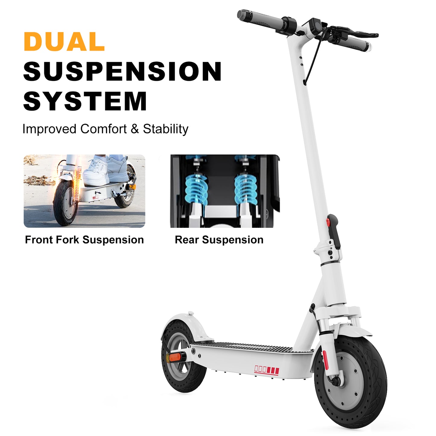Trottinette électrique HOVERMAX H10K PRO 500 W, 30 km/h, autonomie de 35 km, pneus pleins de 25 cm, pliable pour adultes