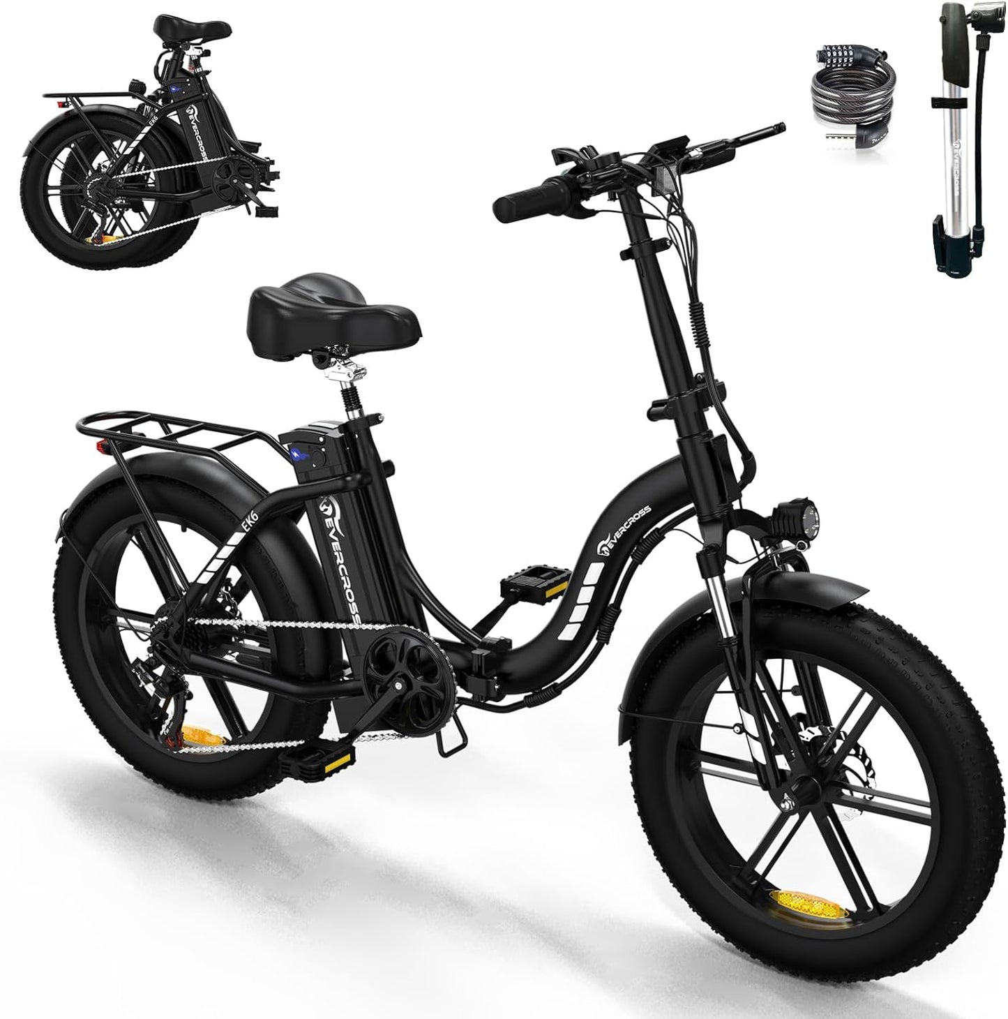EVERCROSS EK6 Foldable Electric Mountain Bike – 20" Fat Tire