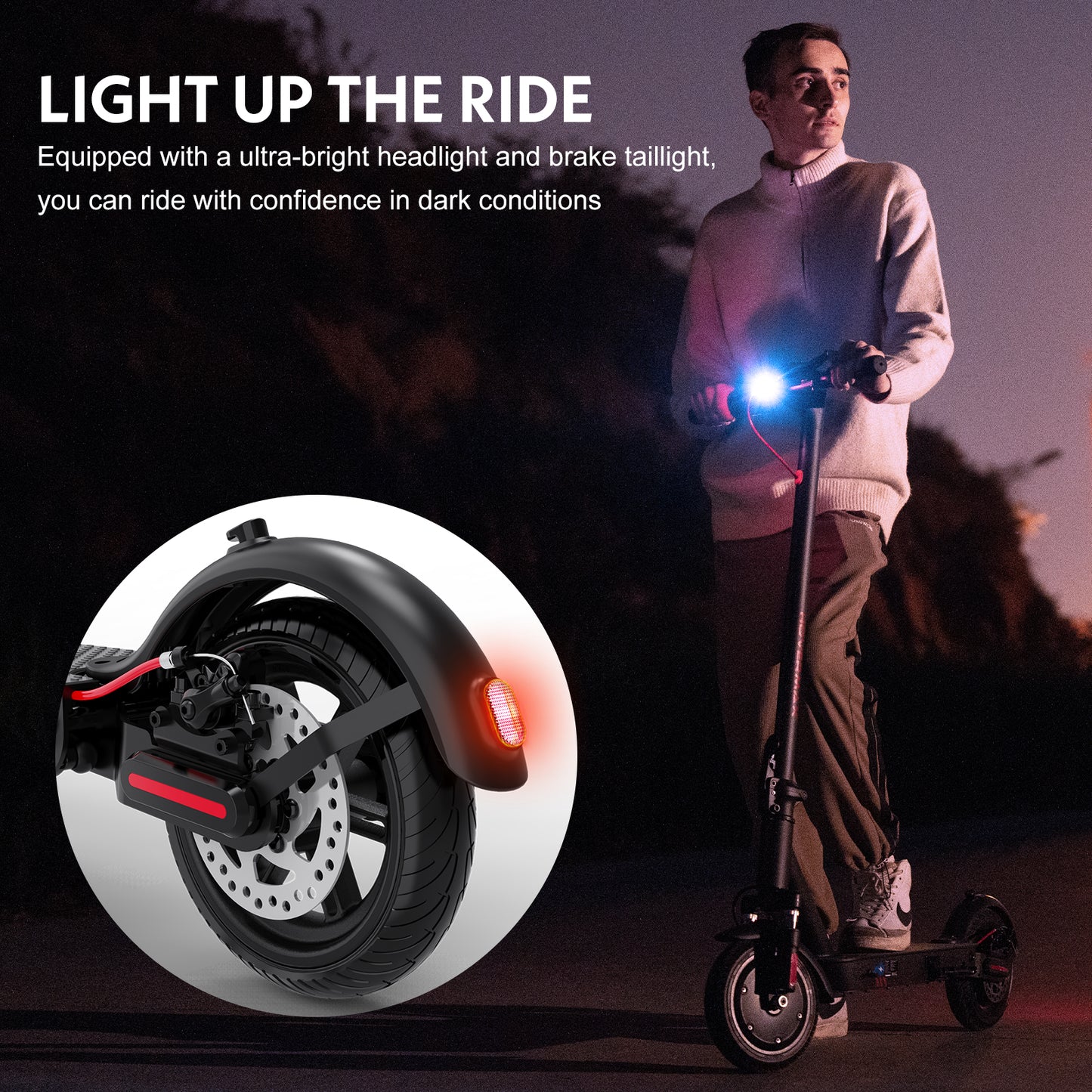 Trottinette électrique HOVERMAX H85F 350 W, 30 km/h, autonomie de 30 km, pneus pleins de 8, 5 pouces, pliable avec contrôle par application pour adultes