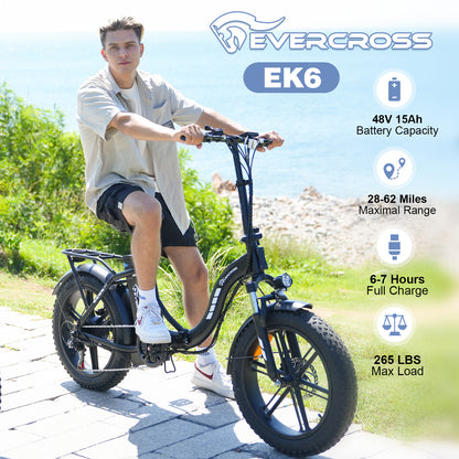 EVERCROSS EK6 Faltbares elektrisches Mountainbike – 20" Fat Tire