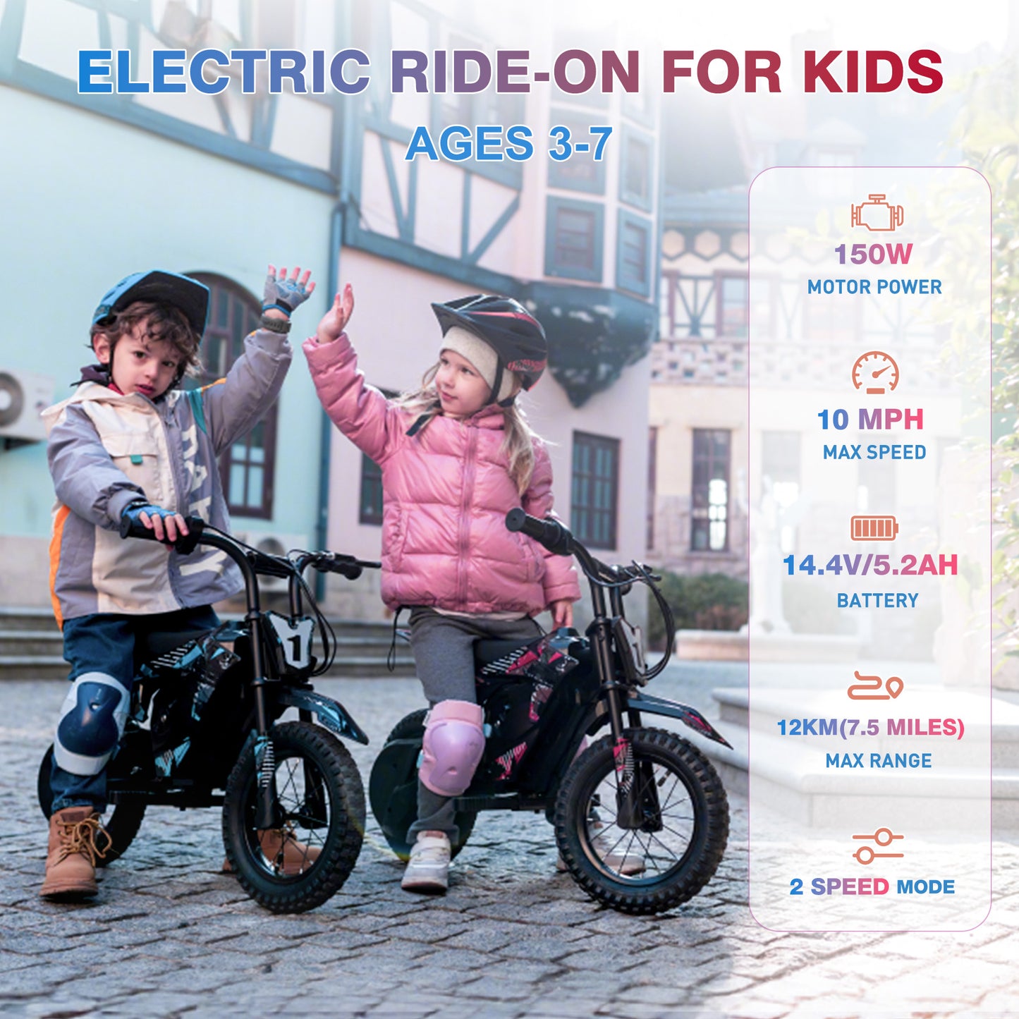 HOVERMAX H14M 12V Electric Dirt Bike 150W Motor Max Speed 10 mph Powered Ride on for Child aged 3-7