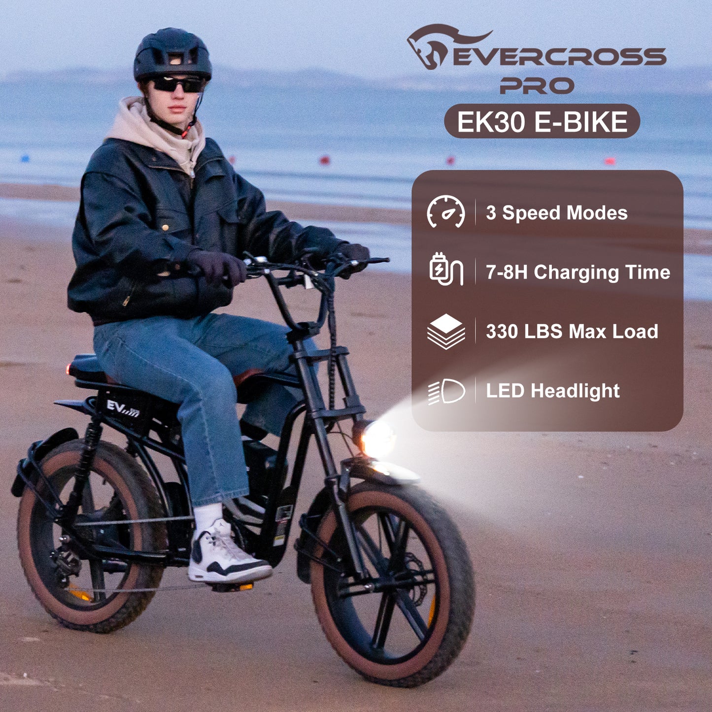 EVERCROSS EK30 Elektrisches Dirtbike für Erwachsene, 20" x 4,0 Fat Tire Elektrofahrrad