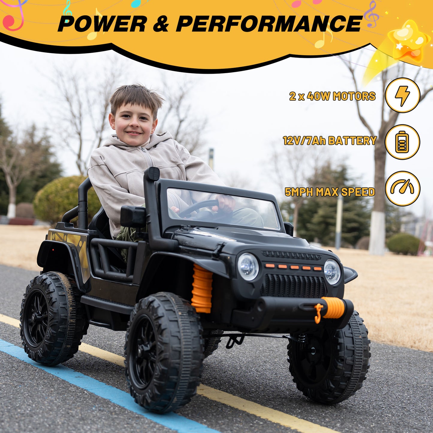 HOVERMAX ET4 12V Elektro-Kinderfahrzeug, 2-Sitzer mit Fernbedienung