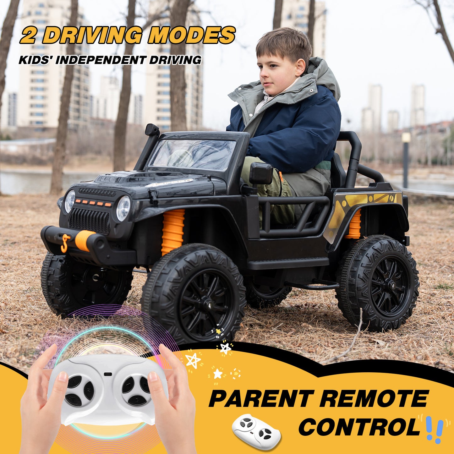 HOVERMAX ET4 12V Elektro-Kinderfahrzeug, 2-Sitzer mit Fernbedienung