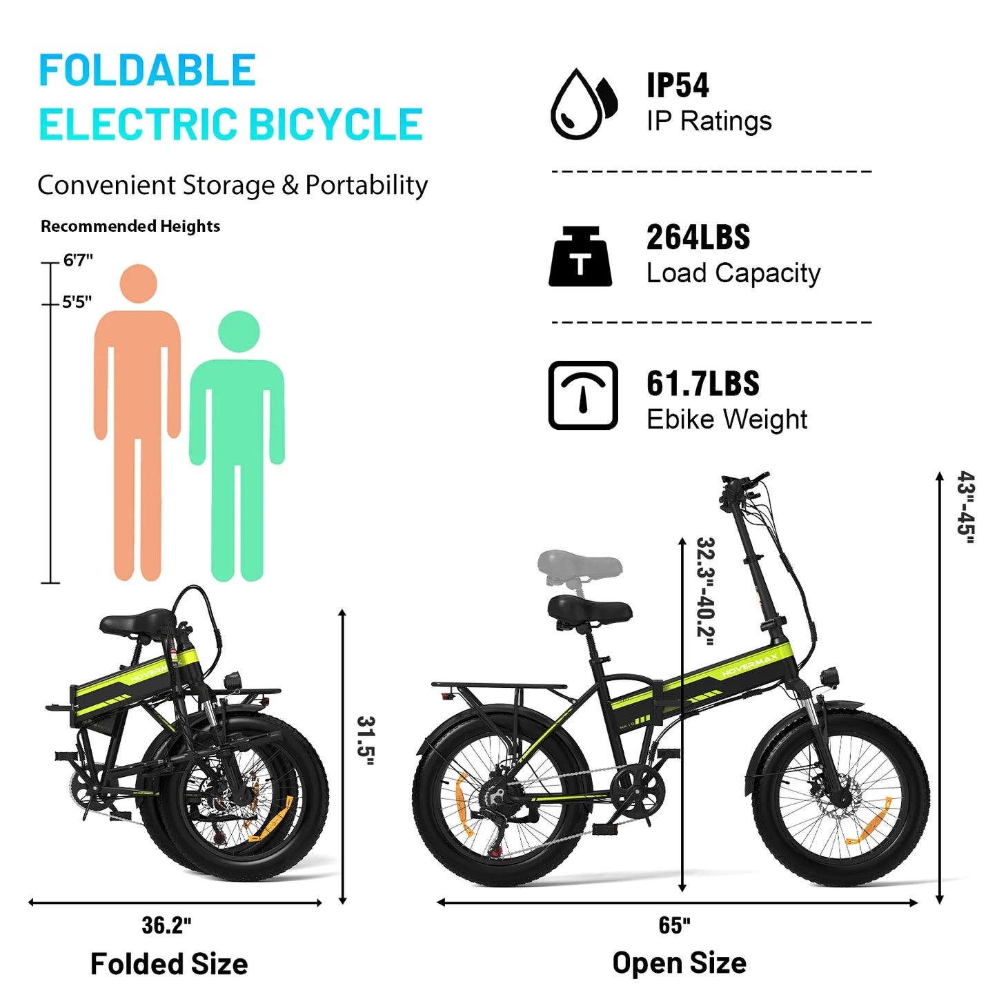 HOVERMAX HK10M 750W Elektrofahrrad - All-Terrain Fat Tire eBike mit 7-Gang-System