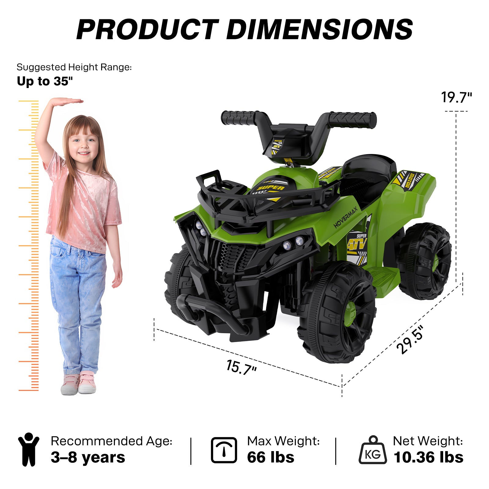 HOVERMAX ET2 6V Battery-Powered Kids' Ride-On ATV with Music