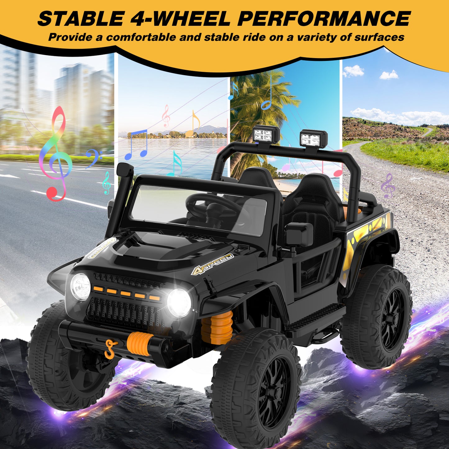 HOVERMAX ET4 12V Elektro-Kinderfahrzeug, 2-Sitzer mit Fernbedienung