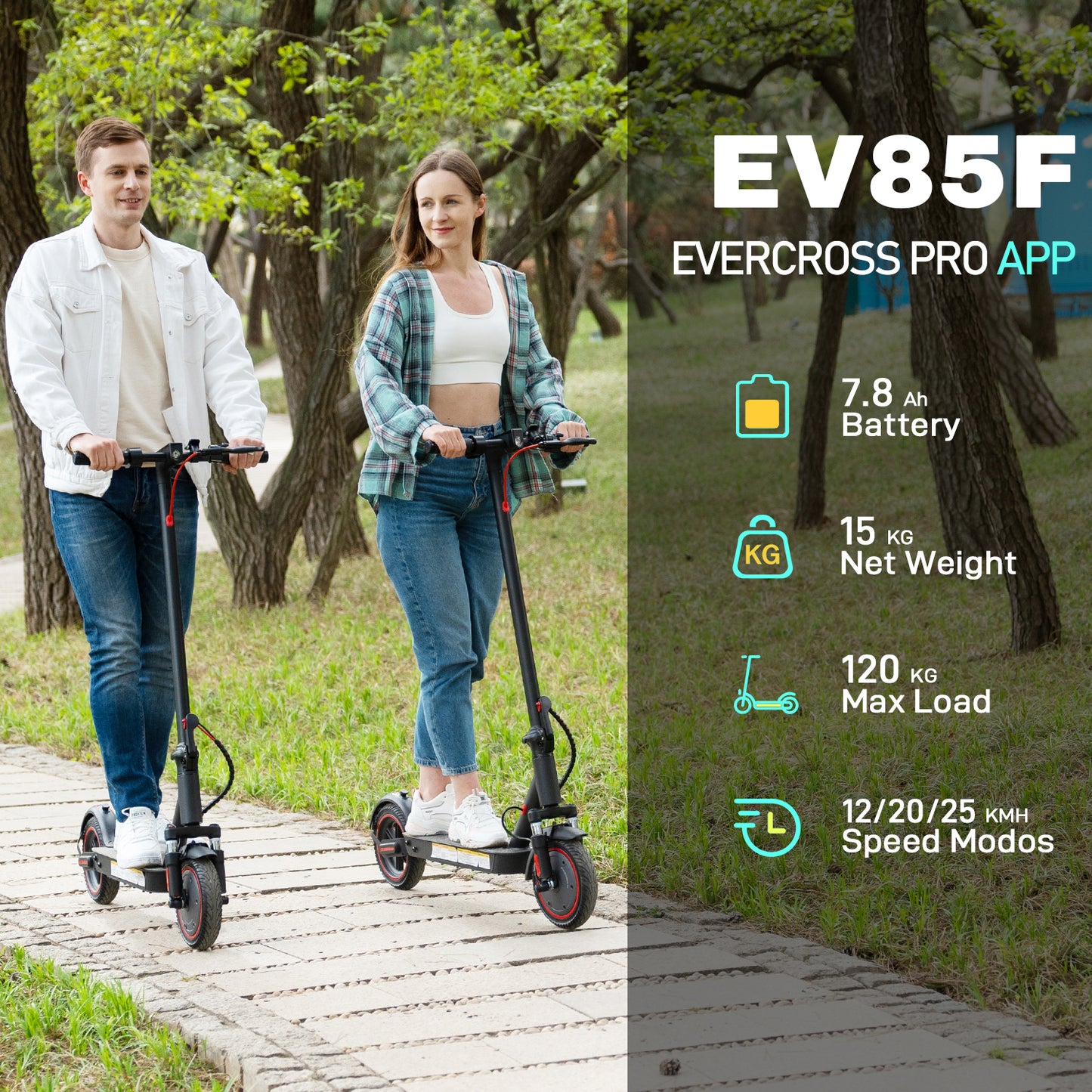 EVERCROSS EV85F Elektroroller, 8,5-Zoll-Vollreifen und APP-Steuerung