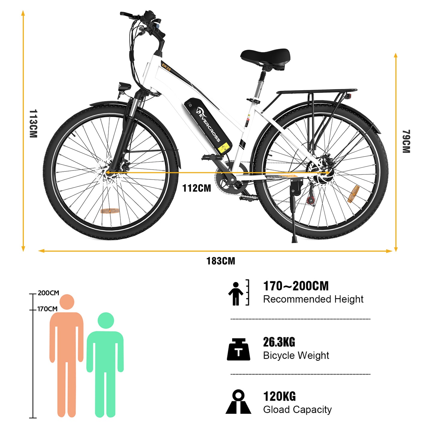 EVERCROSS EK28 28" Electric Mountain Bike for Adults