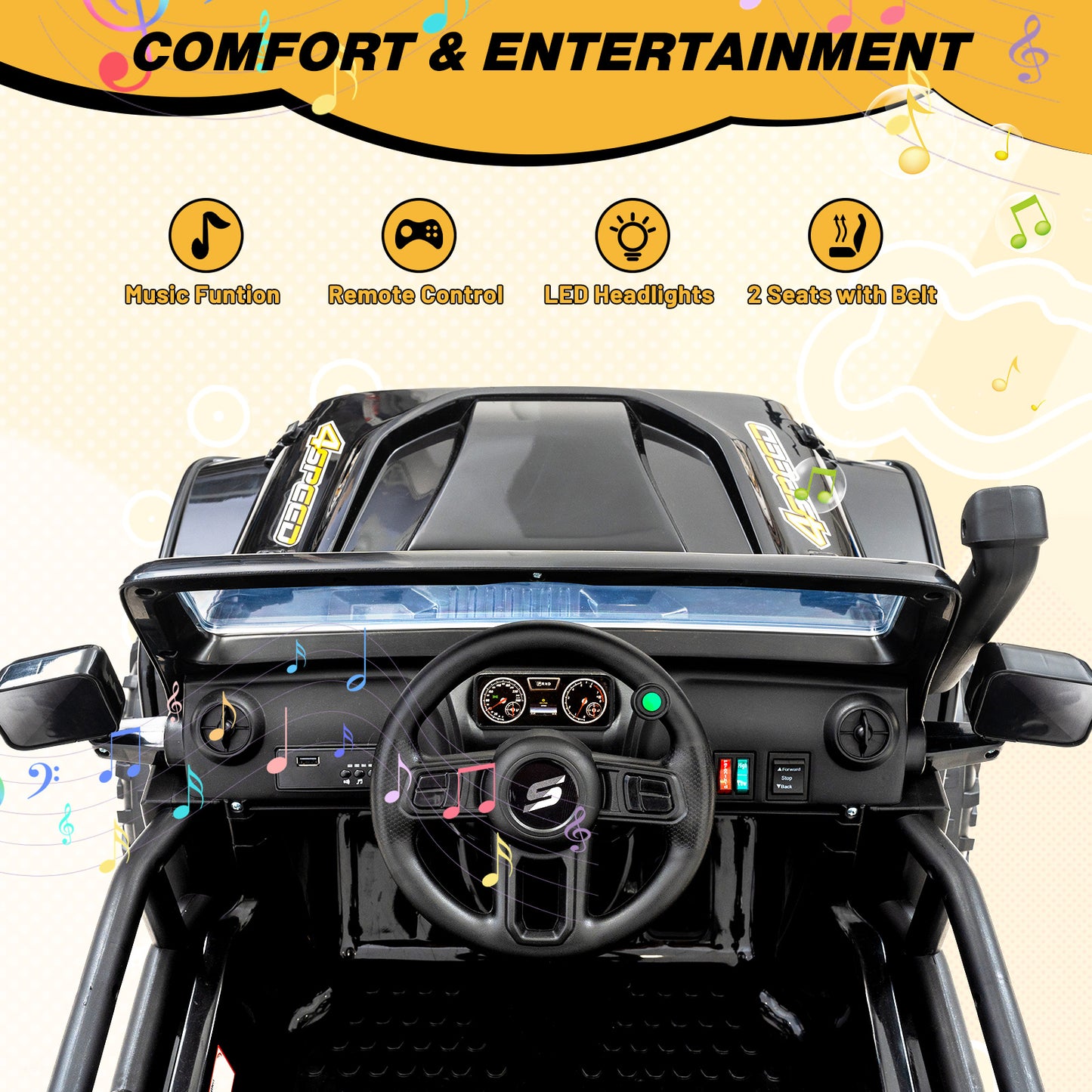 HOVERMAX ET4 12V Elektro-Kinderfahrzeug, 2-Sitzer mit Fernbedienung