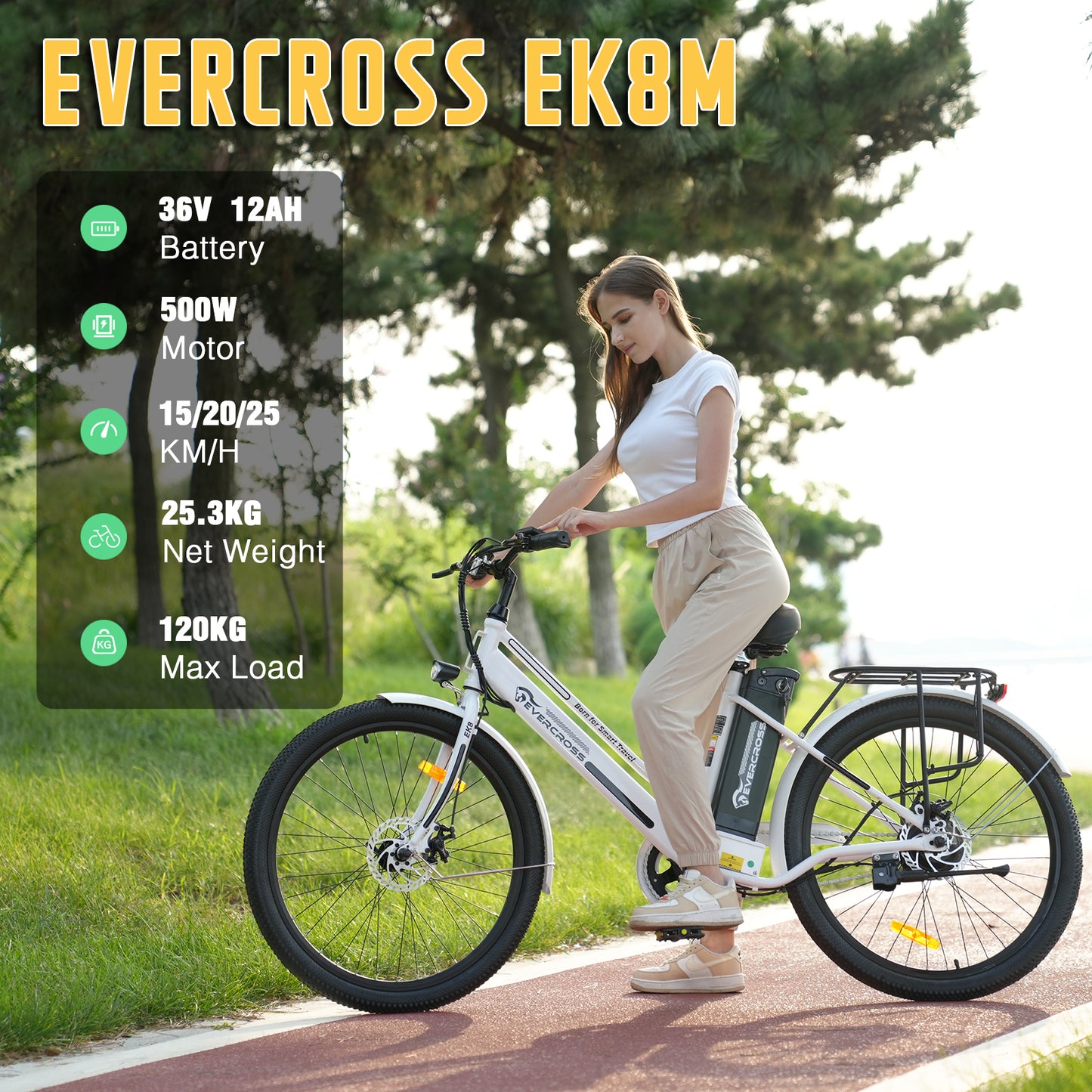 EVERCROSS EK8 Erwachsene Elektro, Fett Feuer Elektro, 26 Zoll Pedal-Unterstützung Elektrizität