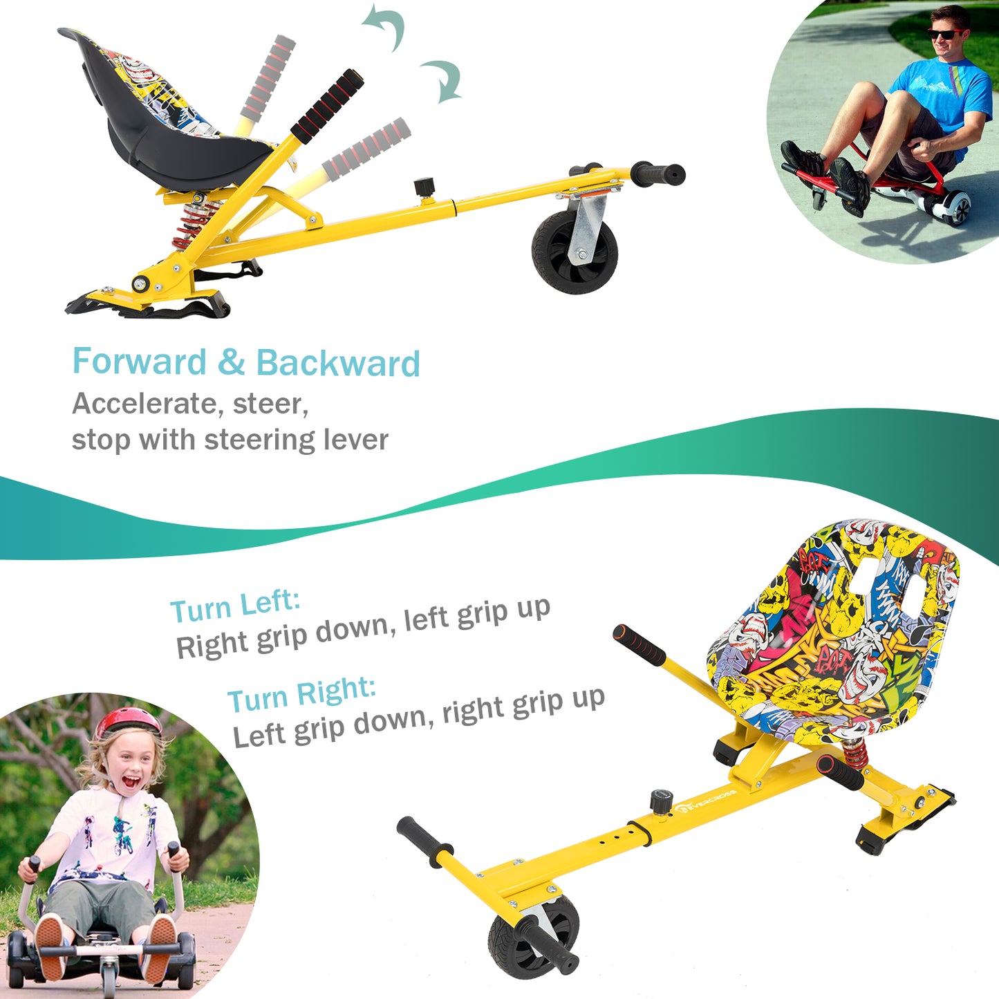 EVERCROSS Fixation de siège pour Hoverboard Offroad